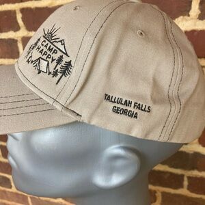 Tallulah Falls Georgia “Camp Happy” adjustable embroidered baseball cap.